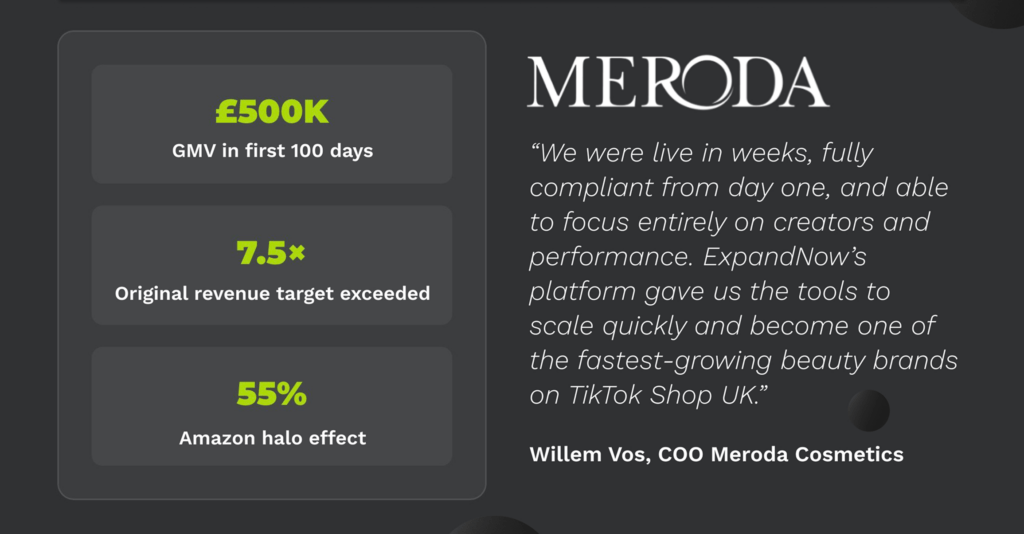 Meroda proven results expandnow tiktok shop